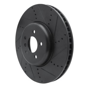 BMW 550I GT Brake Rotor (1) - Right Front - R1 Concepts - Drilled & Slotted - Black - `09-`17